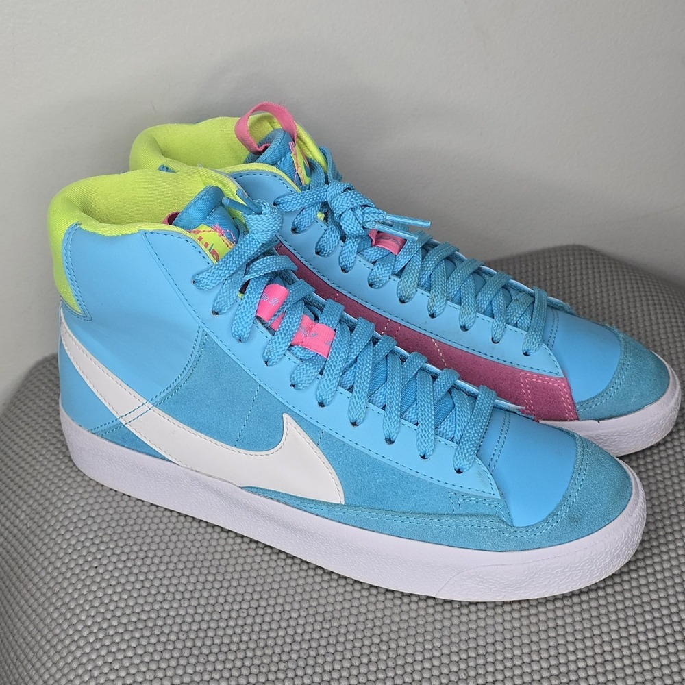 Youth 6.5 Nike Blazer Mid 77 GUC - Baltic Blue Pink Glow - Picture 1 of 9